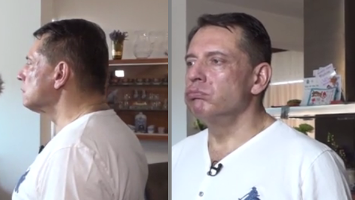 Jiří Paroubek predvádza kloktanie a prehĺtanie.