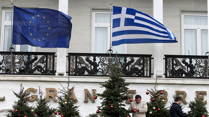 Vlajky Grécka a EÚ