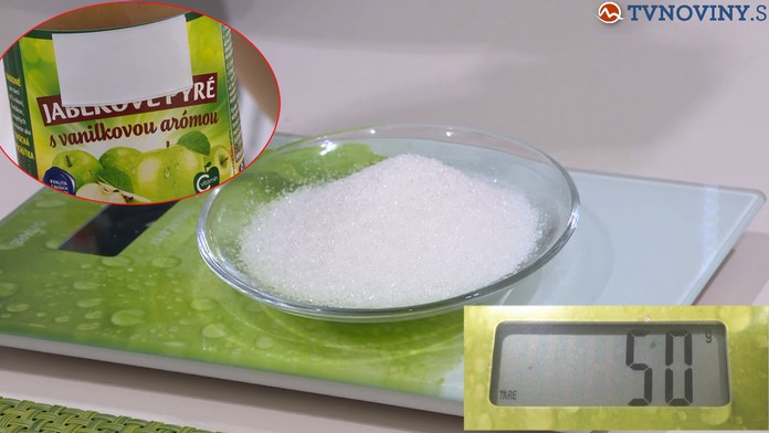 Analýza detských výživ. Táto obsahuje najviac cukru