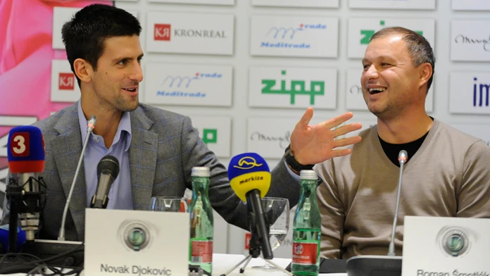 Novak Djokovič a Marián Vajda na archívnej snímke.