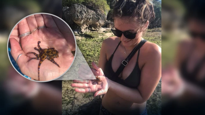 Turistka so smrteľne jedovatou chobotnicou