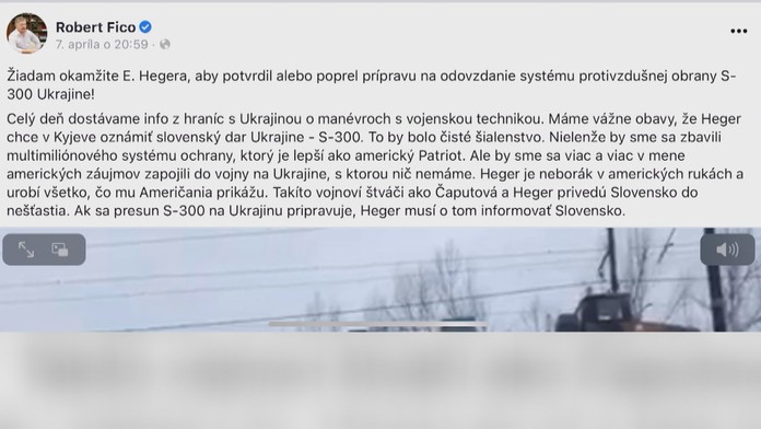 Robert Fico môže mať problémy kvôli zverejneniu videa presunu S-300 na Ukrajinu. Polícia už koná