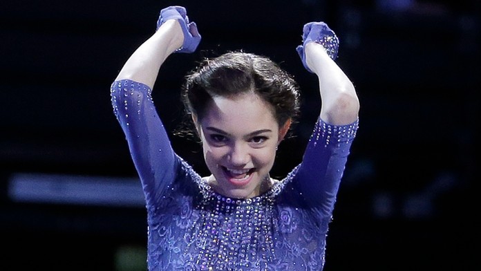 Zlatá Jevgenija Medvedevová na MS v krasokorčuľovaní.