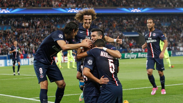 Marco Verratti z PSG sa teší po góle do siete FC Barcelona v LM.