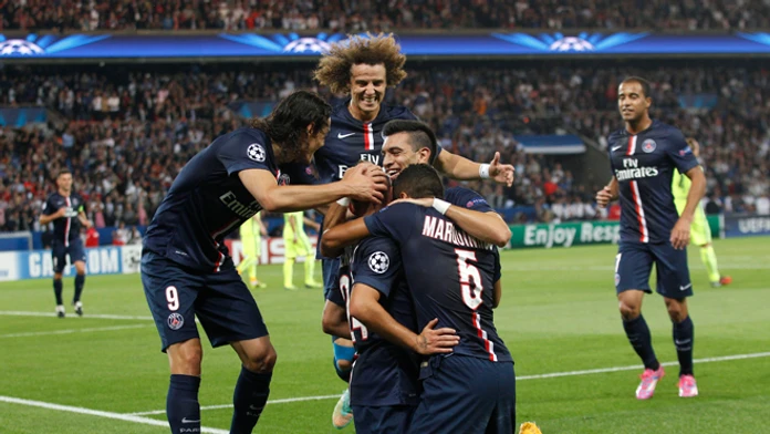 Marco Verratti z PSG sa teší po góle do siete FC Barcelona v LM.