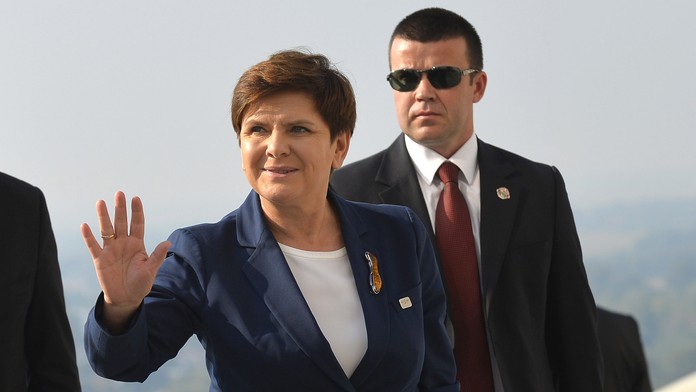 Poľská premiérka Beata Szydlová prichádza na Bratislavský hrad. 