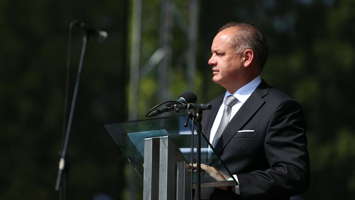 Prezident Andrej Kiska reční počas osláv 72. výročia SNP.