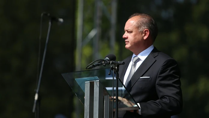 Prezident Andrej Kiska reční počas osláv 72. výročia SNP.