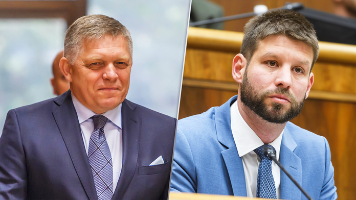Na snímke je Robert Fico a Michal Šimečka