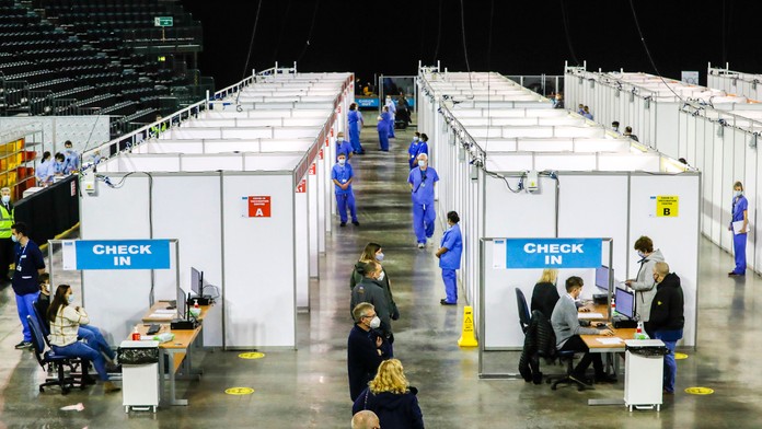 Vakcinačné centrum v severoírskom Belfaste.