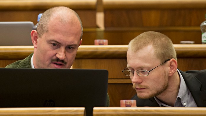 Marian Kotleba a Rastislav Schlosár z ĽSNS
