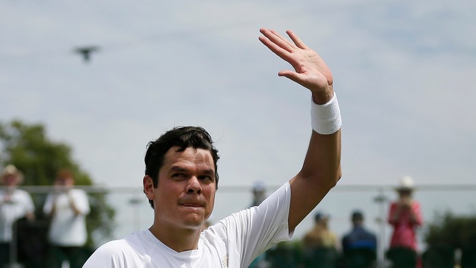 Tenista Miloš Raonič v 3. kole Wimbledonu.