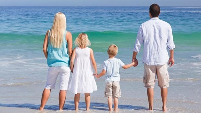 rodina, deti, more, dovolenka