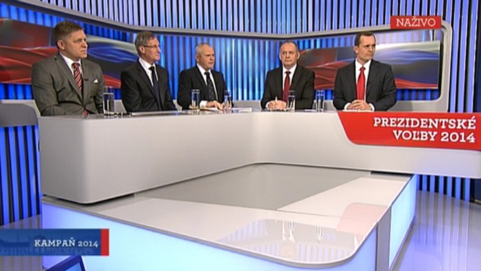 Prezidentská debata Robert Fico, Pavol Hrušovský, Milan Kňažko, Andrej Kiska a Radoslav Procházka
