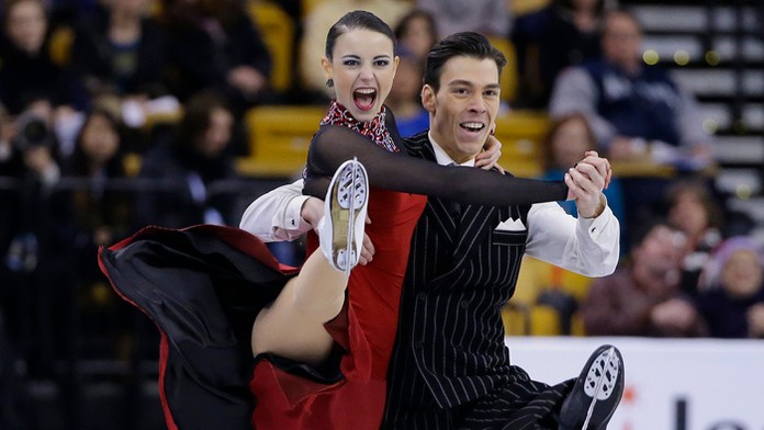 Federica Testová a Lukáš Csölley na MS počas krátkeho programu.