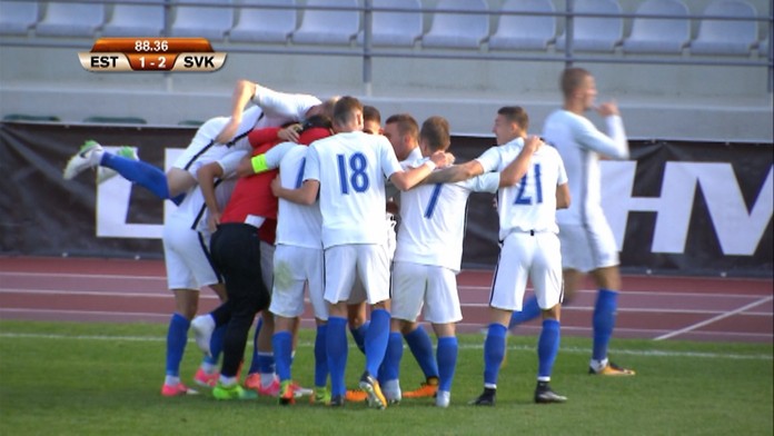 Oslava druhého slovenského gólu.