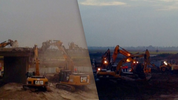 Most v Blatnom pred a po zbúraní.