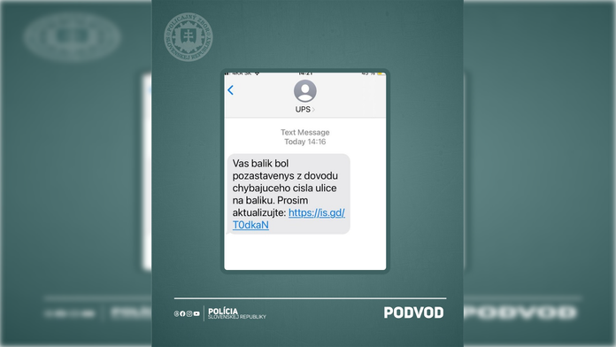 Podvodná SMS správa.
