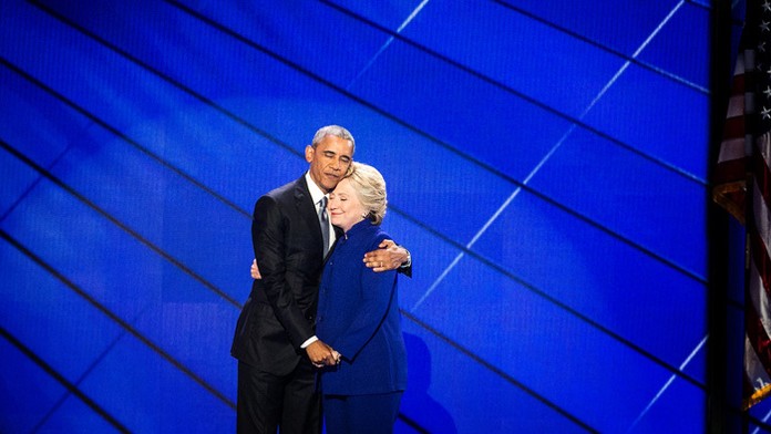 Barack Obama a Hillary Clintonová.