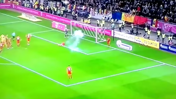 Výbuch delobuchu počas zápasu Rumunsko - Poľsko.