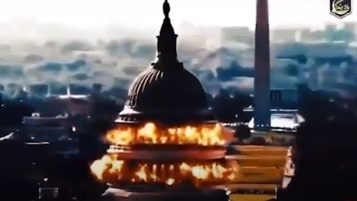 Útok na Kapitol v propagandistickom videu iránskej televízie.
