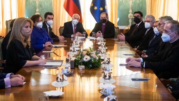 Prezidentka Zuzana Čaputová počas novoročného prijatia predstaviteľov cirkví.