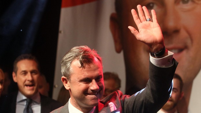 Prezidentský kandidát Slobodnej strany Rakúska (FPÖ) Norbert  Hofer.