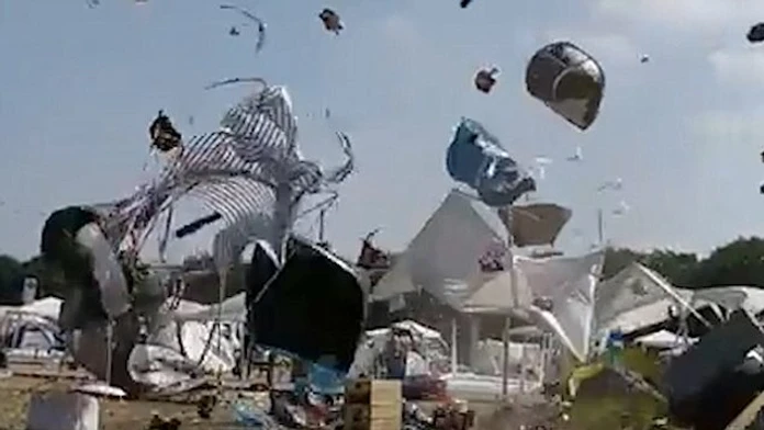 Minitornádo na festivale v Nemecku