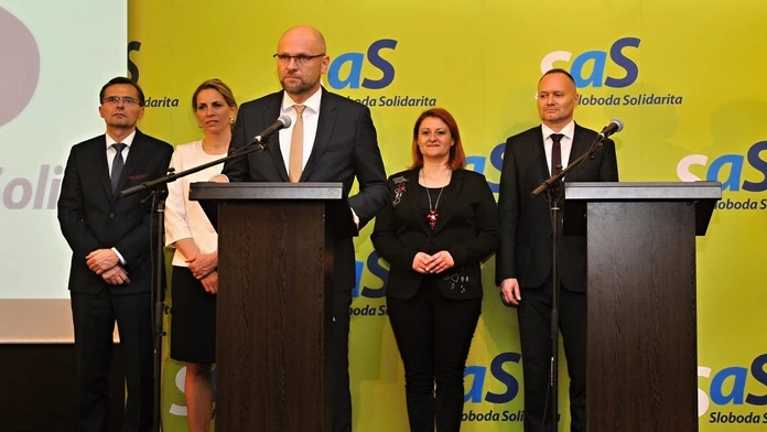 Počas tlačovej besedy v Žiline