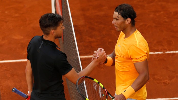 Rakúsky tenista Dominic Thiem a Španiel Rafael Nadal.
