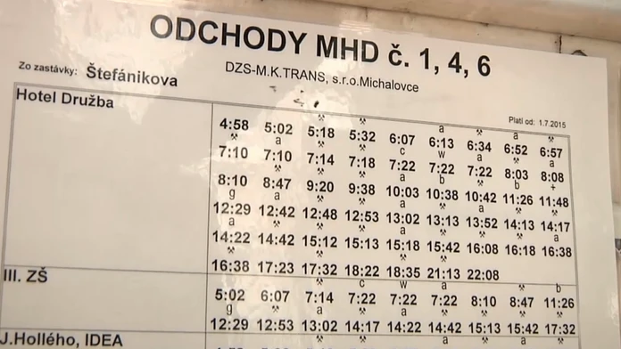 Cestovný poriadok MHD v Michalovciach