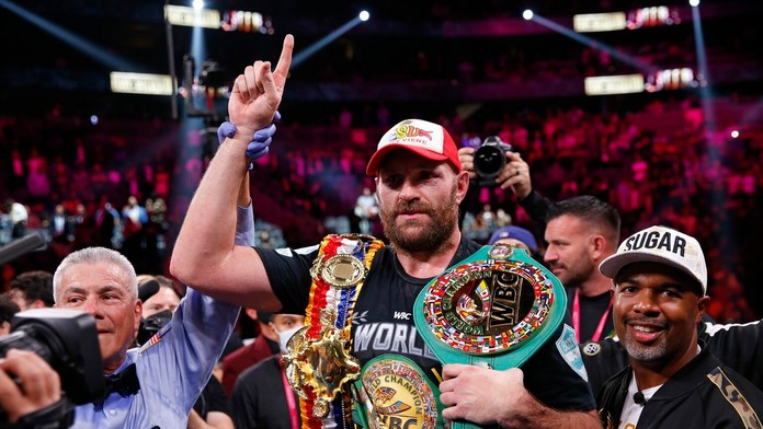 Angličan Tyson Fury po víťazstve.