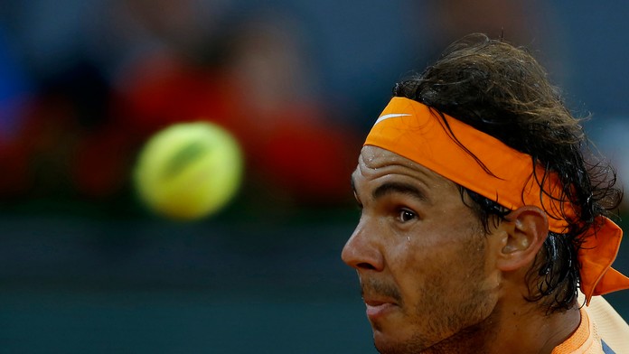 Rafael Nadal na snímke počas štvrťfinálového duelu na turnaj ATP v Madride.