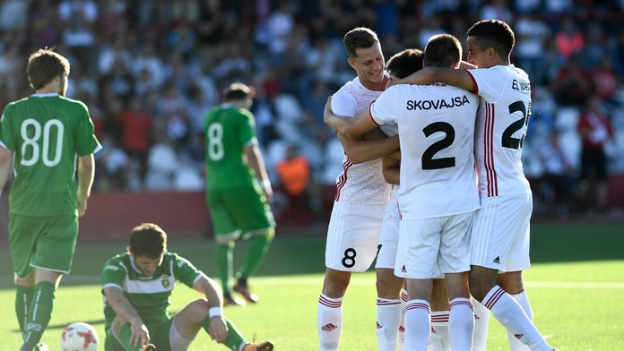 Trenčania sa tešia po piatom góle v prvom zápase 1. predkola Európskej ligy proti FC Kutaisi.