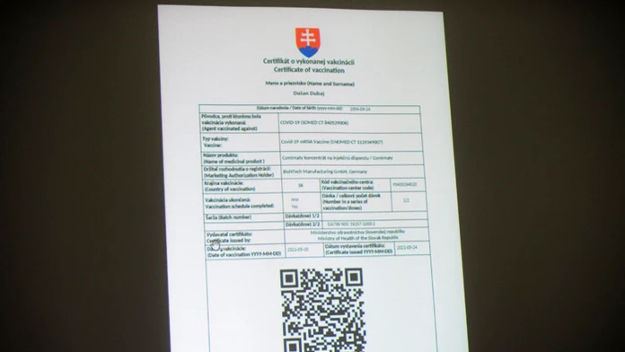 Certifikát o očkovaní.