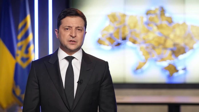 Ukrajinský prezident Volodymyr Zelenskyj počas prejavu k národu.