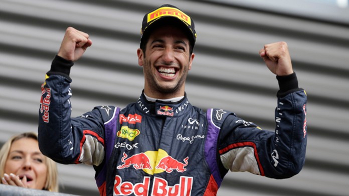 Daniel Ricciardo po víťazstve na VC Belgicka.