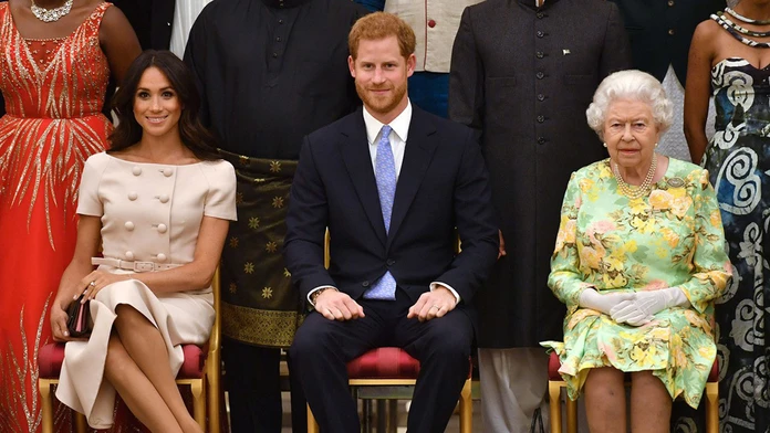 Harry, Meghan a kráľovná Alžbeta II. 