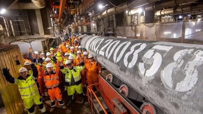 Potrubie plynovodu Nord Stream 2 pod Batským morom.