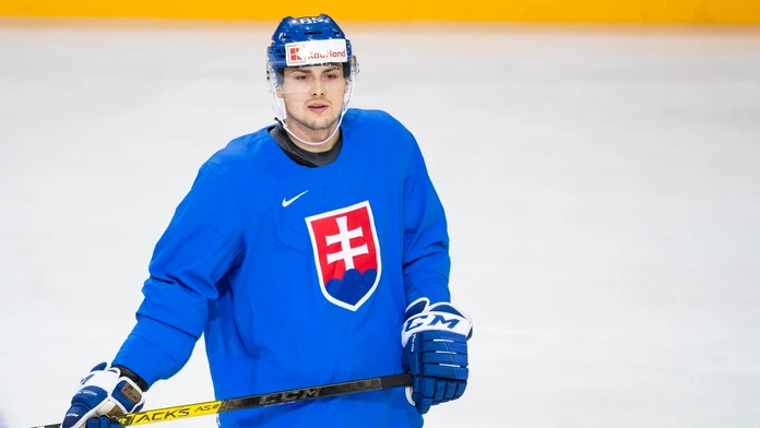 Na snímke hokejista Martin Bučko počas rozkorčuľovania slovenského tímu.