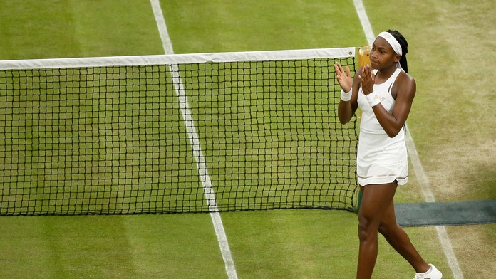 Tenistka Cori "Coco" Gauffová v 2. kole Wimbledonu.