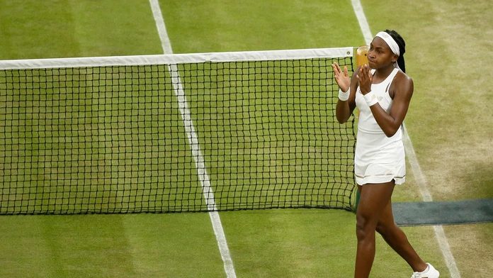 Tenistka Cori "Coco" Gauffová v 2. kole Wimbledonu.