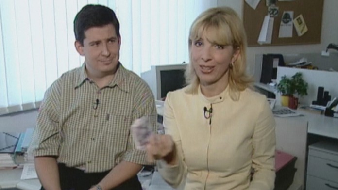 Moderátori relácie Lampáreň Partik Herman a Eva Černá.