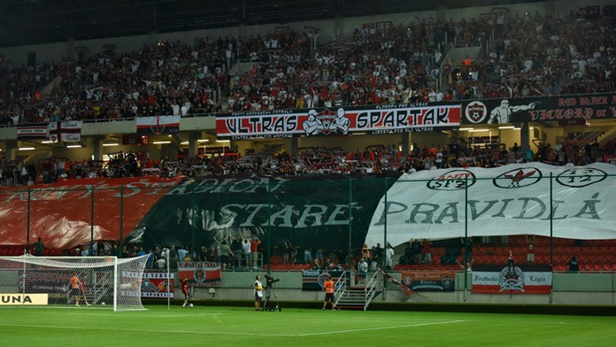 Fanúšikovia Spartaku Trnava na archívnej snímke.