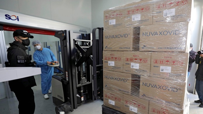 Zabalené vakcíny Nuvaxovid od americkej spoločnosti Novavax.