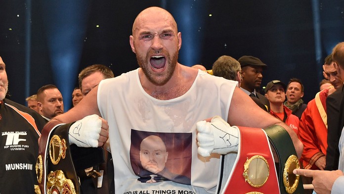 Tyson Fury po zisku titulu svetového šampióna.