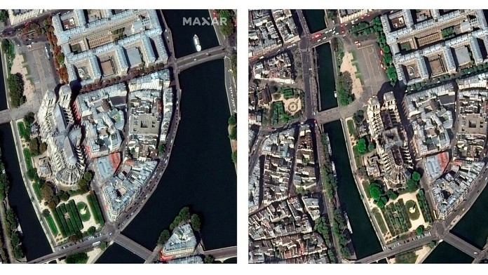 Notre - Dame z vesmíru po požiari