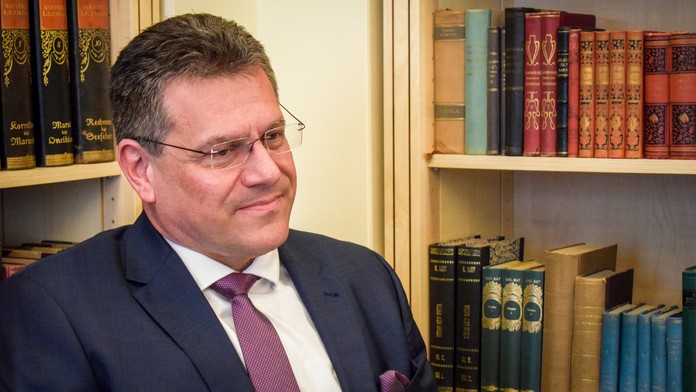 Maroš Šefčovič počas rozhovoru 