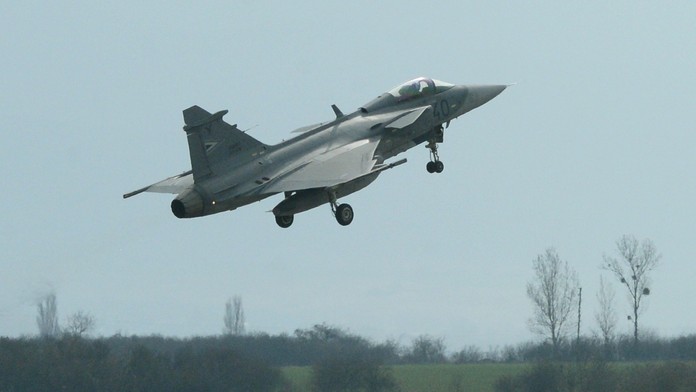Maďarské vojenské lietadlo JAS-39 Gripen