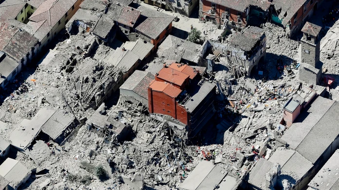 Zemetrasením zničené mesto Amatrice.